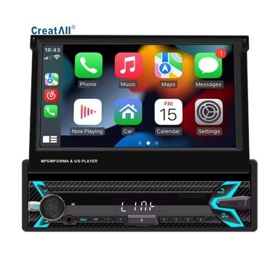 Créatall écran rétractable mono-cylindre de 7 pouces voiture MP5 lecteur HD BT image inverse Carplay sans fil Placement USB-tableau de bord