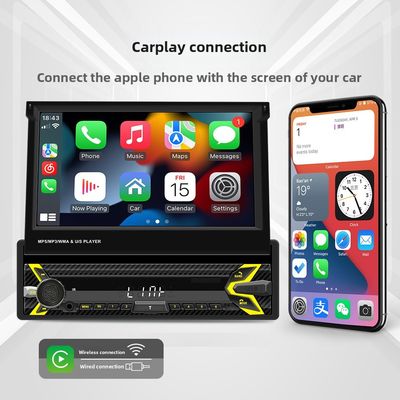 Créatall écran rétractable mono-cylindre de 7 pouces voiture MP5 lecteur HD BT image inverse Carplay sans fil Placement USB-tableau de bord