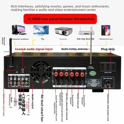 SR-8800 5.1 Amplificateur domestique de canal avec moule privé et personnalisation de marque OEM