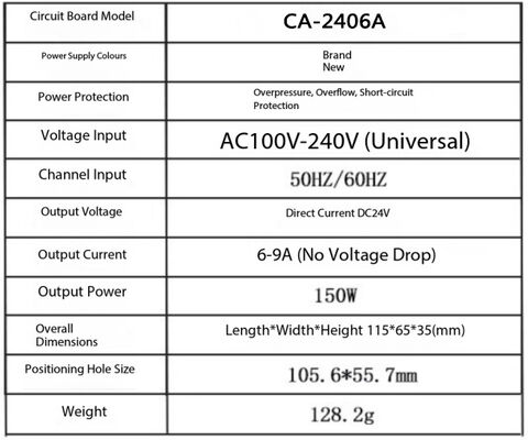 Module d'alimentation abaisseur CA-CC CA-2406A 220V à 24V avec courant de sortie 6A et puissance de sortie 150W