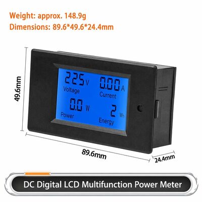 DC LCD Digital Power Meter Module Voltage Current Energy Monitor Panel Meter 89.6 X 49.6 X 24.4mm Digital Voltage Meter
