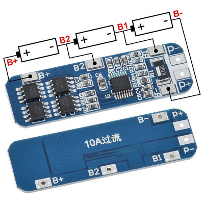 3S 10A BMS 18650 Lithium Battery PCB-Based Charge & Discharge Short Circuit Protection Circuit Board