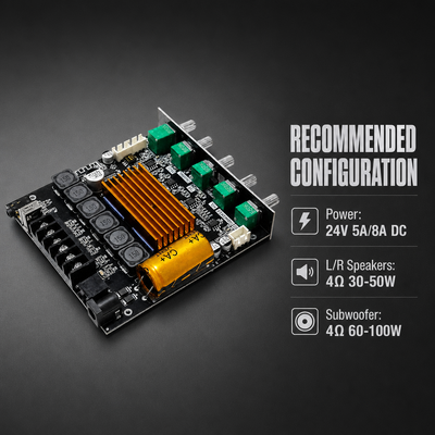 CA-TB21H 2.1 canaux TPA3116 carte d'amplificateur Bluetooth 50W + 50W + 100W module d'amplificateur audio avec contrôle APP