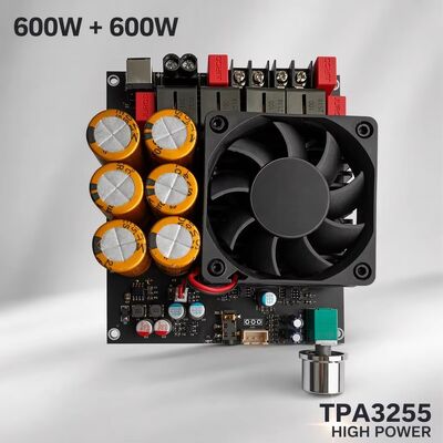 Carte amplificator stereo amplificator clasa D 600W+600W Dual TPA3255 cu răcire ventilator DC18-50V